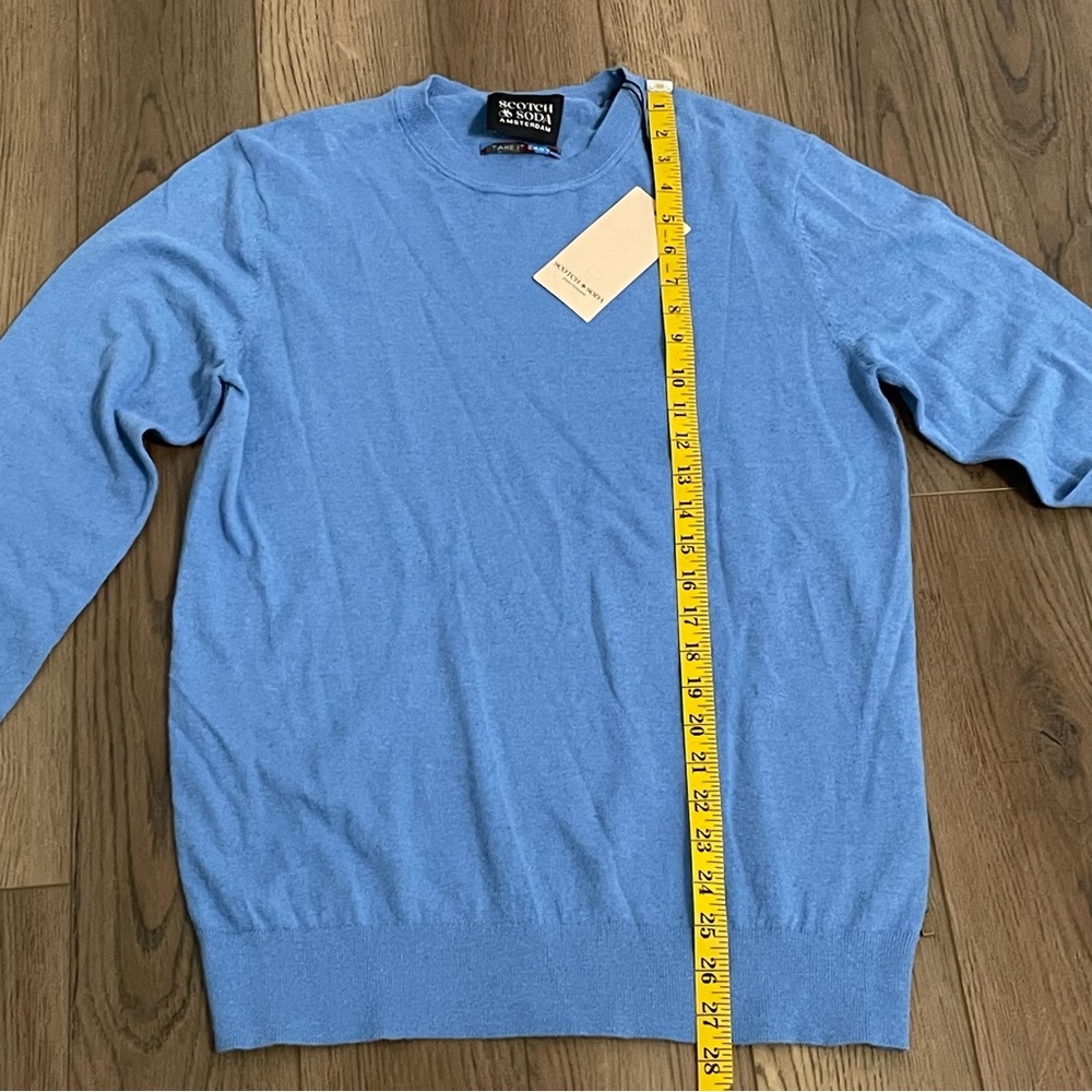 NEW Scotch & Soda Linen-Blend Regular Fit Crewneck Pullover in‎ Lake Blue - Picture 12 of 14